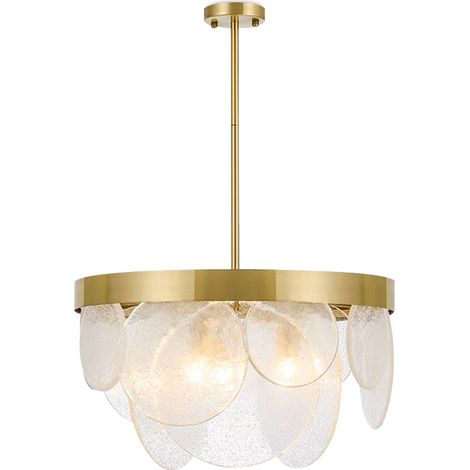 Deckenlampe mit Kristallscheiben - Design-Pendelleuchte - Luna Gold