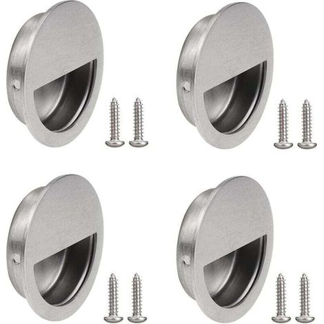 4 Pièces Poignée Ronde de Porte Coulissante Poignée Encastrée Ronde de Porte en Acier , XU,Inoxydable Encastrées Rondes Poignées de Porte Affleurantes avec Vis pour Tirage Porte Tiroirs Armoire - KZQ (1/4)