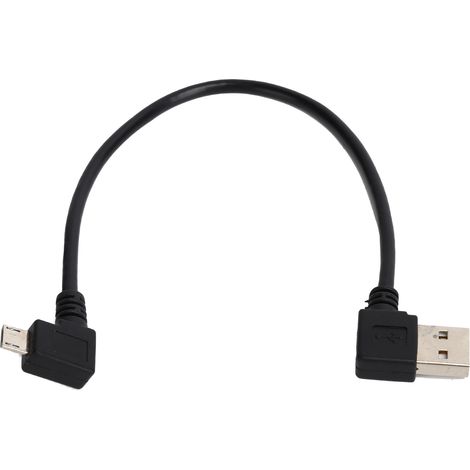 Câble de données USBA vers micro USB mâle, connecteur coudé, 24 cm, noir (1/5)