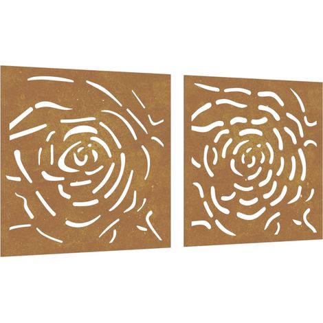 Adorno de pared jardín 2 uds acero corten diseño rosa 55x55 cm vidaXL (1/5)