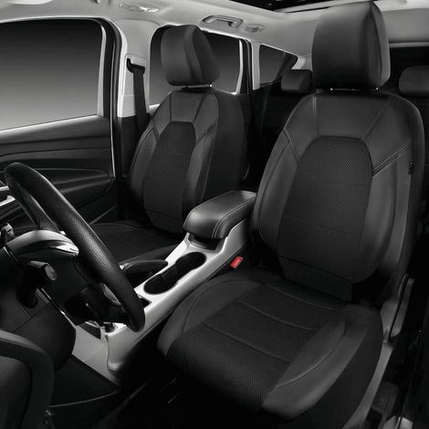 Universelle Autositzbezüge aus Leder und atmungsaktivem 3D-Mesh, geeignet für Limousinen, LKWs und SUVs, kompatibel mit Airbags, mit Reißverschluss und speziellen Öffnungen für Kopfstützen (Komplettse