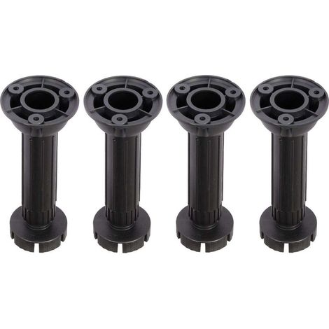 Piedini regolabili per mobili (4x) – Altezza 120 mm – Rotondi in plastica – Per cucina e bagno – Supporto base (1/2)