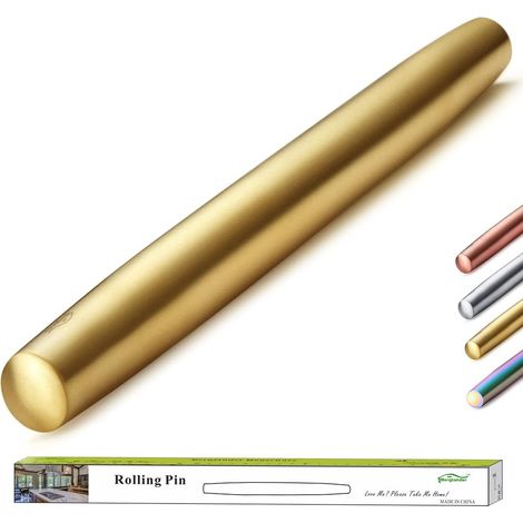 Finition mate de rouleau à pâtisserie en acier inoxydable avec placage de titane doré pour la cuisson de pâte à pizza, tarte, cookie, ustensiles de cuisine (1/5)