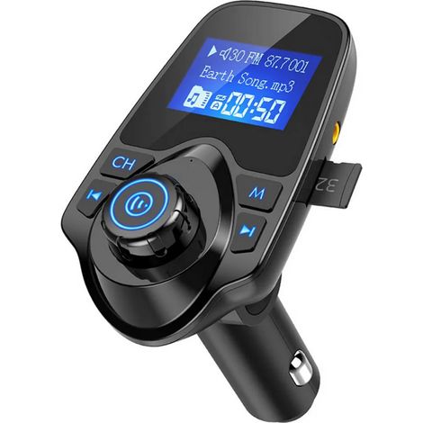 Bluetooth FM-Sender für Autos, drahtloser Bluetooth-Autoadapter mit Freisprechfunktion und 1,44-Zoll-LCD-Display, Musik-Player-Unterstützung TF-Karte USB-Flash-Laufwerk AUX