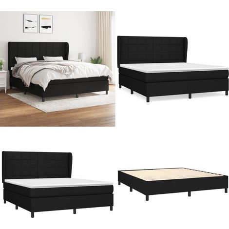 Boxspringbett mit Matratze Schwarz 180x200 cm Stoff - Boxspringbett - Doppelbett - Schlafraum - Bettenrahmen - Massivholzbette - Home & Living (1/5)