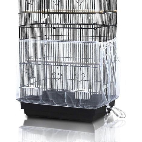 Récupérateur de graines pour cage à oiseaux - Protection des graines - Jupe de cage à oiseaux - Housse et housse anti-poussière pour cage à oiseaux - Blanc - Polyester - 200 x 40 cm - Anti-salissures (1/5)