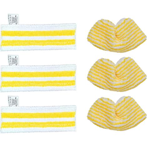 Juego de 6 paños y tapones para limpiadoras de vapor Kärcher SC2 SC3 SC4 SC5 - Accesorios para limpiadoras de vapor Kärcher EasyFix - 5 paños para suelos, 2 tapones para boquillas de mano