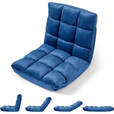 COSTWAY Sedia Cuscino Pavimento Terra Imbottita Spugna Schiuma Schienale Regolabile Pieghevole Reclinabile Supporto Velluto Soggiono Salotto Camera Letto Inte (1/5)