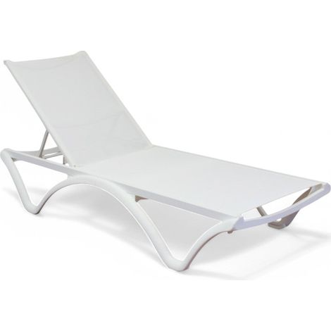 Lettino prendisole in polipropilene impilabile 190x70xH32 cm - Bianco (1/2)