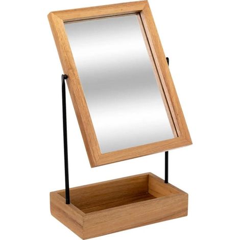 Miroir de Salle de Bain "Blackacia" 36cm Marron (1/2)