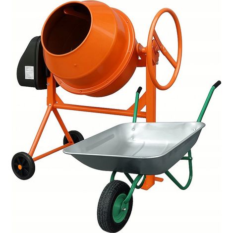 Betonmischer 165l, 230V, 0,9 kW mit Schubkarre, (1/2)