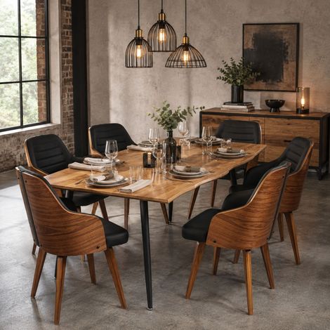 Chaise - HOME DECO FACTORY - Nash - Rétro - Chic - Noir (1/10)