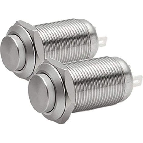 royaluxe -Interrupt à bouton-poussoir de verrouillage étanche SPST 1NO ON-OFF 3A 250V, 2 pièces, en acier inoxydable, trou de 12mm 1/2" (1/5)