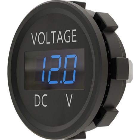 Voltmetro CC 12-24 V con display digitale a LED impermeabile per barche, moto, camion, applicazioni marine (blu) (1/4)
