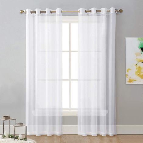 Tende in tulle bianco a due pezzi con anelli, 132 x 240 cm.