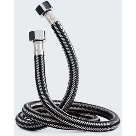 Tuyau Tressé 2M, Tuyaux de Raccordement(G1/2 X G1/2) avec tresse en acier inoxydable,Tuyau d'entrée de Chauffe-Eau Chaude et Froide,pour Remplacement Universel de Cuisine Salle de Bain. (1/4)
