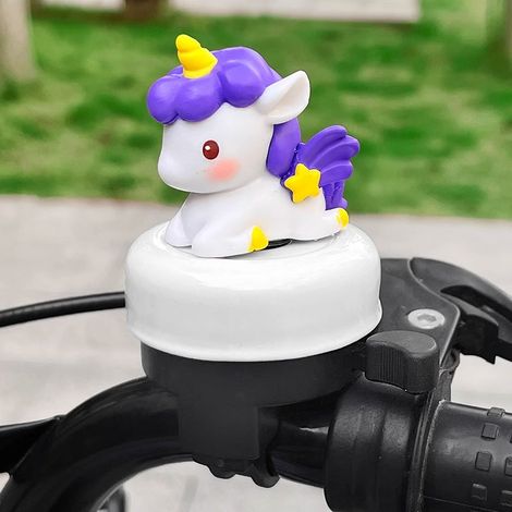 Sonnette de vélo licorne pour enfants, design dessin animé, sûre et fiable, adaptée aux vélos, trottinettes et guidons de vélo.