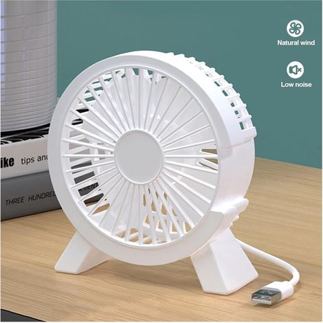 Mini Ventilateur de Bureau – Petit Silencieux Mignon， USB Alimenté – pour Appareil Chambre ,bureau – blanc (1/4)