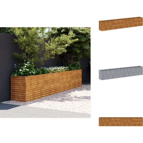 Lit surélevé de jardin 385x50x69 cm acier corten - Jardinière - Lit Surélevé - Acier Corten - Bac À Fleurs - Déco Jardin (1/5)