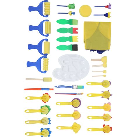 Kit de graffiti 36 pièces : rouleau, pinceaux éponge, tampon, chiffon anti-taches, kit de peinture pour enfants (1/5)