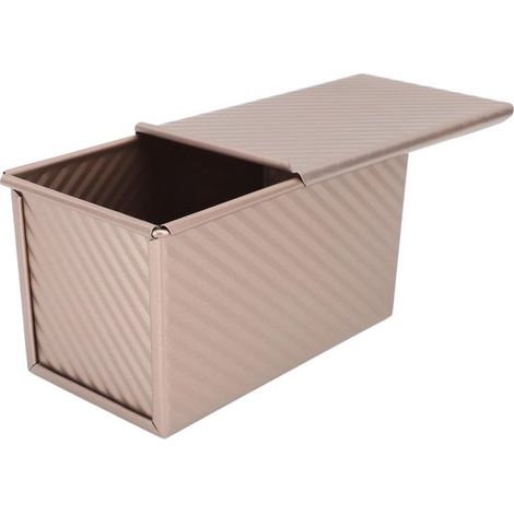 Sartén para tostar con tapa, Molde para hornear pan casero, Acero inoxidable corrugado, Sartén para tostar, Oro rosa, S+L (1/5)