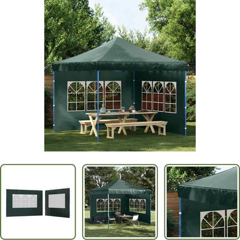 vidaXL Chapiteau de jardin - Paroi de tente de réception 2 pcs avec fenêtre PE Vert (1/5)