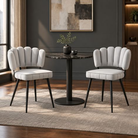 Sedie da pranzo set 2 pezzi in velluto grigio chiaro e nero, altezza 80 cm DESVIAE (1/5)