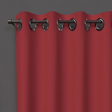 Soleil D Ocre – Rideau occultant 135x250 cm rouge – 100% polyester – 8 oeillets métal inoxydables – Prêt à poser