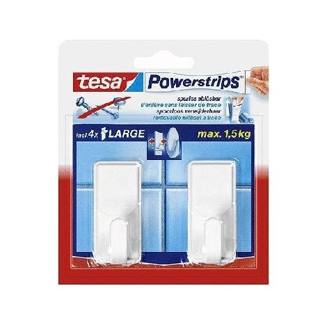 CROCHETS TESA POWERSTRIPS LARGE CLASSIC SELKL BLANC BLISTER A 2 PIÈCES