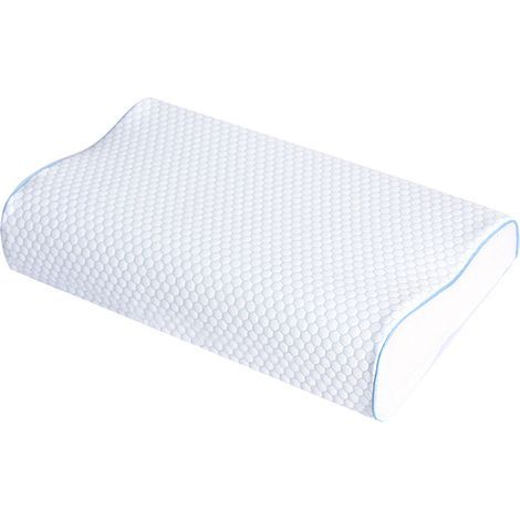 Oreiller ergonomique à motif ondulé bleu – Tissu respirant double maille – Dimensions 50 × 30 cm – Hauteur 10 / 7 cm (1/5)