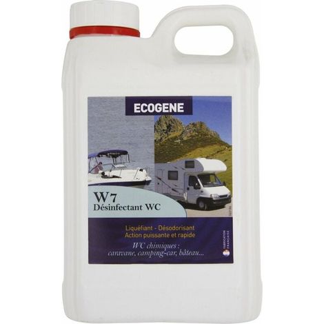 Désinfectant liquéfiant WC broyeurs – 2 L – Évite les mauvaises odeurs – Liquéfie matières organiques – Pour fosses étanches et WC chimiques – Ecogène - PRO 2 L (1/2)