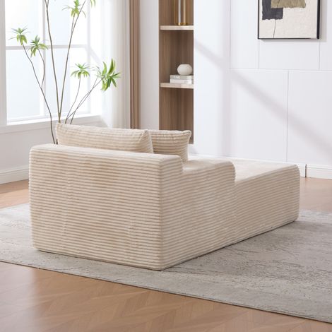 Canapé modulaire en chenille, mousse 30D haute résilience, fond antidérapant, facile à déplacer pour salon, ivoire gain de place (1/5)