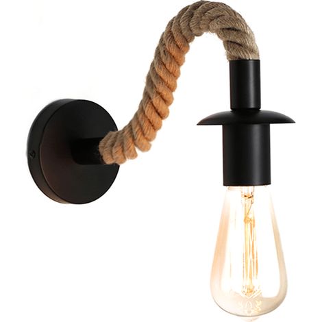 Applique murale vintage en corde de chanvre, style industriel, lampe de chevet (1/5)