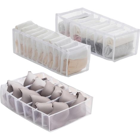 3 pièces Organisateur de Tiroir Pliable,Rangement Chaussette,Organisateur Tiroir Rangement Sous Vetement,pour soutiens-gorge,chaussettes,cravates (1/5)