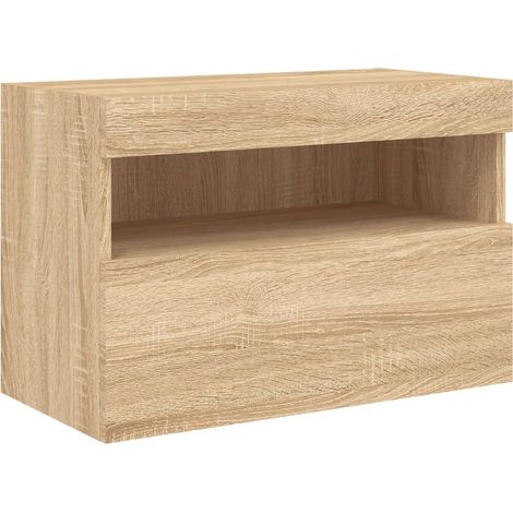 Mueble TV multimedia estante para televisión buffet para televisión comedor salón dormitorio suspendido con luces LED roble sonoma 60 x 30 x 40 cm marrón 020028020 (1/5)