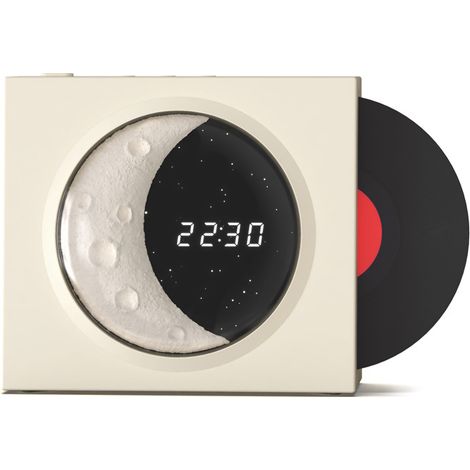 Horloge numérique 4 en 1 avec lecteur de musique Bluetooth, veilleuse lune et étoiles lumineuses, affichage rétro CD, compatible carte TF/entrée auxiliaire – Horloge de bureau/étagère, cadeau, décorat (1/5)