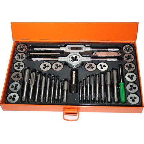 TrAdE Shop Traesio - Filiera 40 Pz Filiere Maschi E Femmine X Filettatura Ferro In Valigetta -