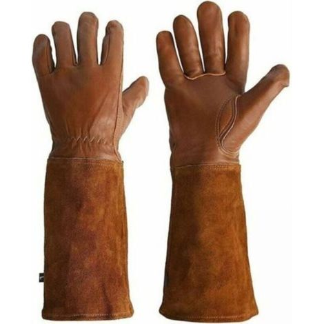 Leather lifting gloves for gardening and welding, offering protection against thorns and heat, sold in pairs (M). (1/5)