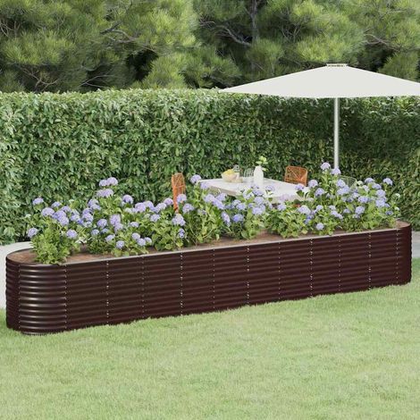 vidaXL Jardinera arriate acero galvanizado marrón 440x80x68 cm (1/5)
