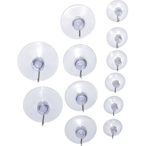 12 Piece Home and Office Transparent Wall/ Tile Suction Cup Hook Set