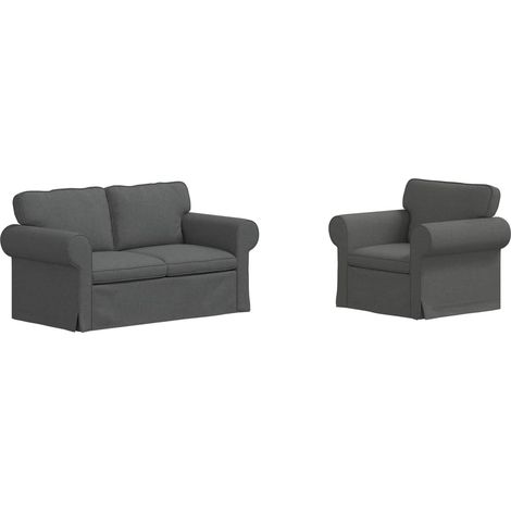 Ensemble de Canapés 2 pcs  Salon de jardin Gris foncé 155 x 82 x 80 cm tissu