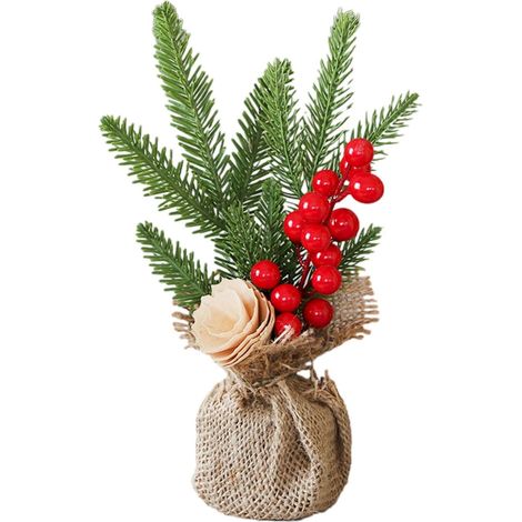 Arbre De Noël Artificiel - Mini Arbre Tableau - Forme Pencil - Pour Bureau Intérieur - Hauteur 25 Cm - 1 Pièce (1/5)