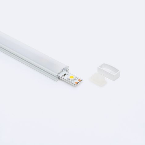 Profilo Alluminio Impermeabile IP65 Superficie 2m per Striscia LED fino a 8mm Bianco 2 m Bianco traslucido (1/4)