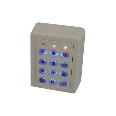 Clavier électronique Digicode 12-24V – Rétro-éclairé en polycarbonate – 2 relais – Mémoire 60 codes – IP65 – Acie