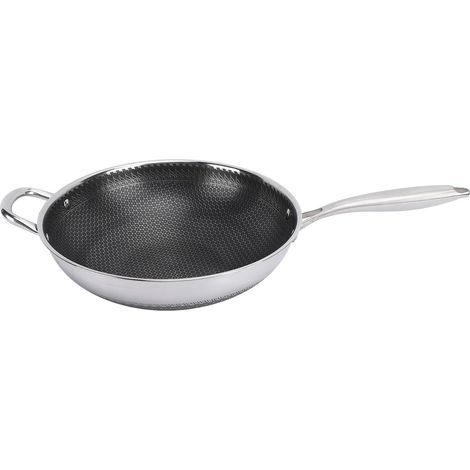 Poêle Wok en acier inoxydable 304, poêle ronde antiadhésive en nid d'abeille, friture profonde, Compatible avec cuisinière à Induction (1/5)