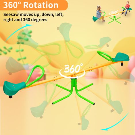 Balançoire enfant 180 cm, double assise antidérapante pour jardin, école ou extérieur. Jeu bicolore jaune et vert, robuste et amusante. (1/5)