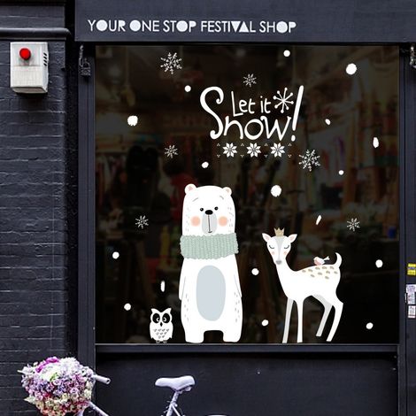 Stickers muraux flocons de neige de Noël pour vitrine, salon, chambre, autocollants à poser (1/3)