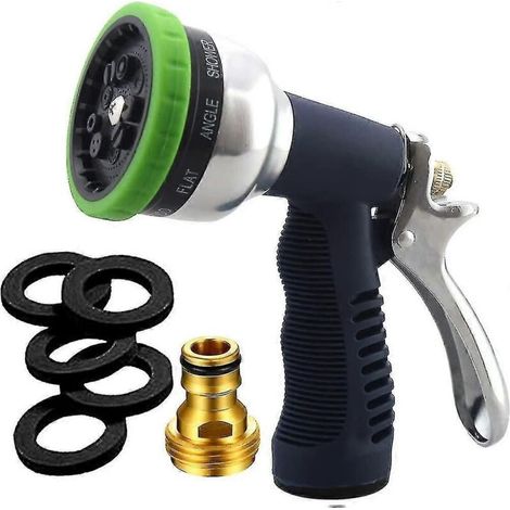 Garden Hose Nozzle Heavy Duty Spray 9 Adjustable Patterns Metal Water Jet Hose Sprayer Hand Gun Grip Trigger For Cleaning/watering Lawn And Garden/pet (1/5)