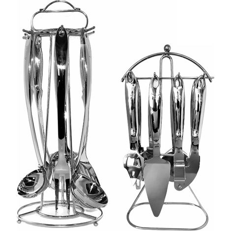 Set 14 mestoli accessori da da cucina con porta appendi schiumarola forchettone spaghetti pala prendi fritti cucchiaio (1/5)