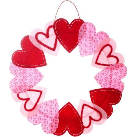Couronne de Saint-Valentin en feutre 40,6 cm, décoration pour porte d'entrée, décoration murale pour mariage et fête (1/4)